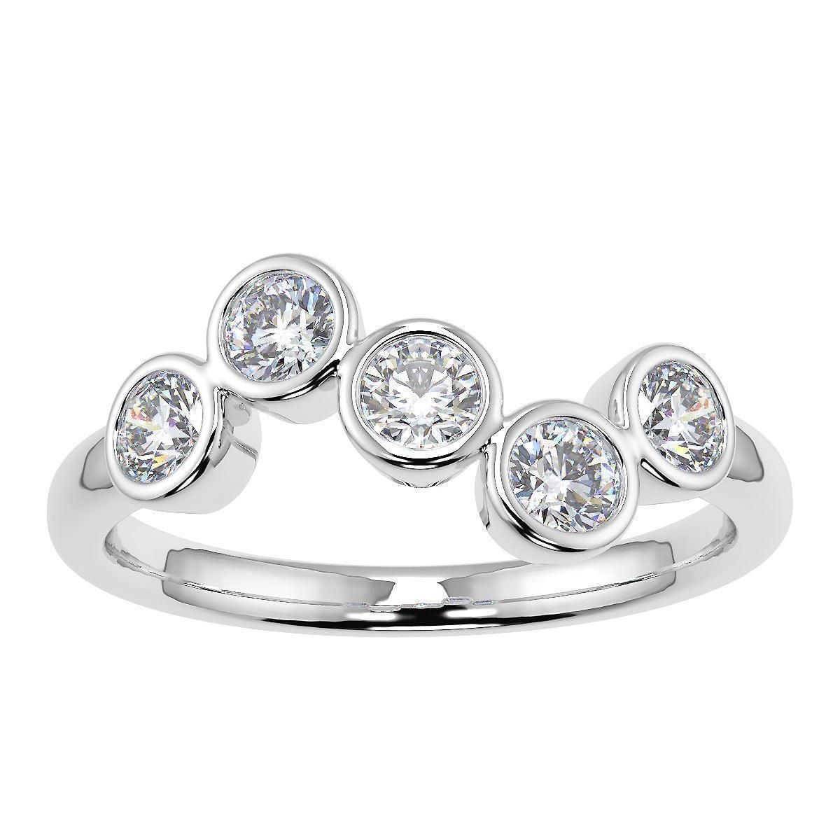 5 Round Diamond Bubble Eternity Ring, UK Hallmarked Gold / Platinum 0.50Ct D/VVS - Amada Diamonds