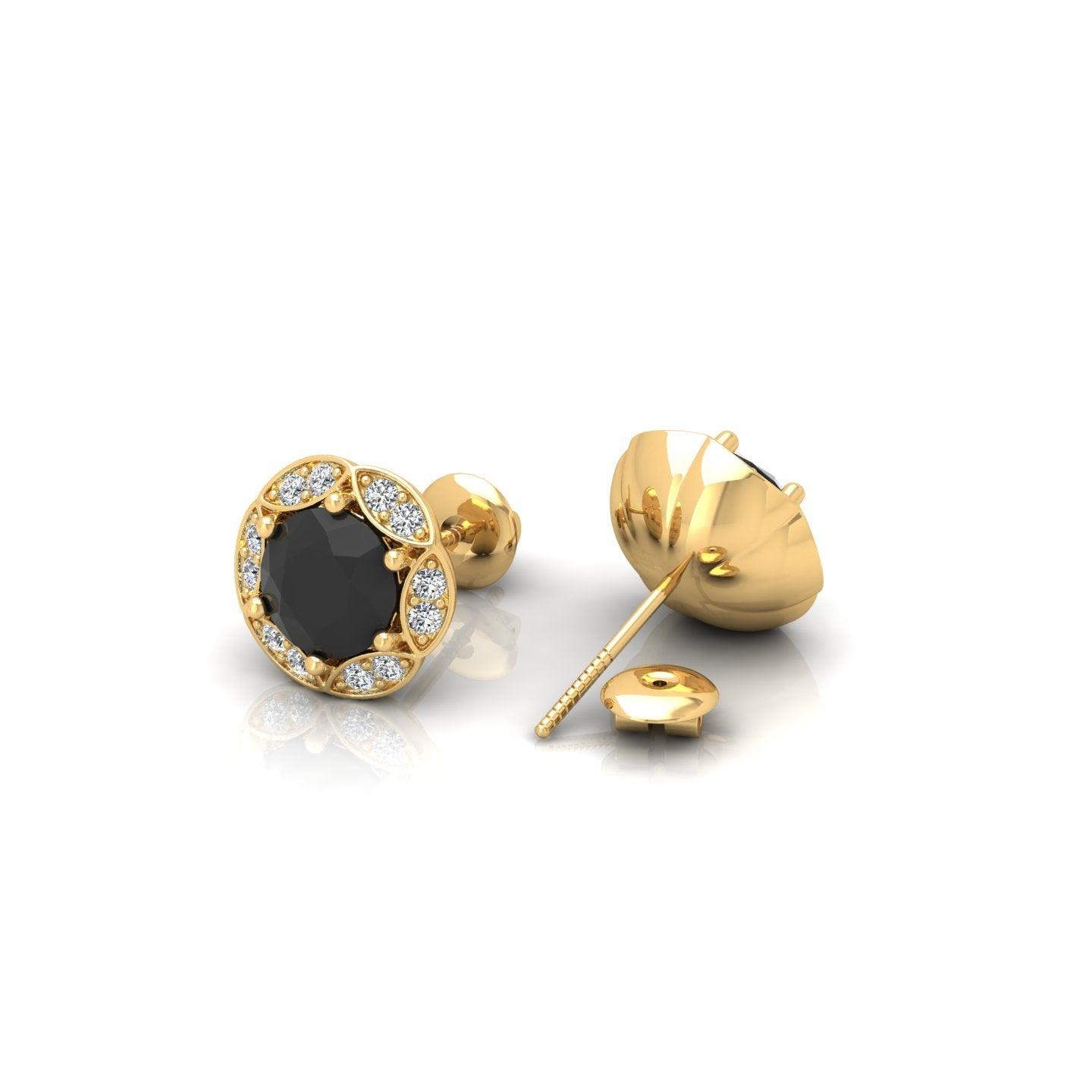 Black & White Diamond Pave Set Designer Halo Earrings - 0.80 Carat