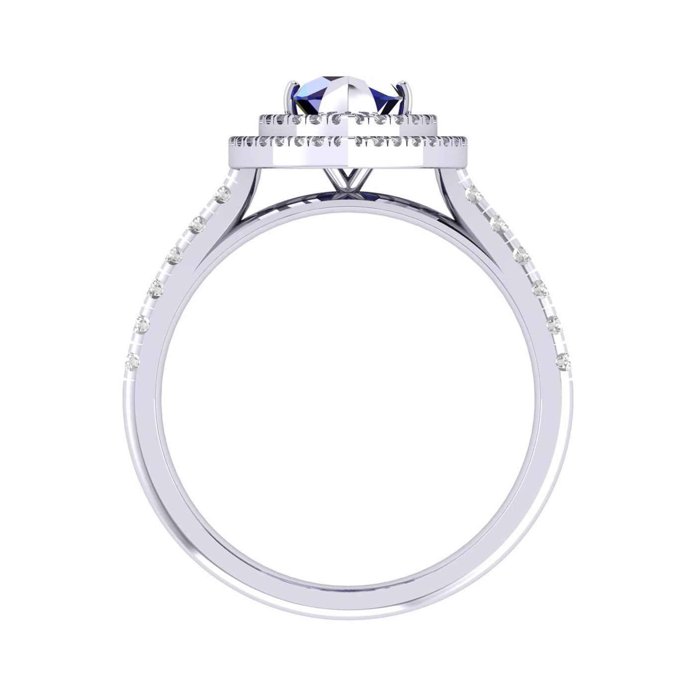 Special Offer ! 1.75Ct Tanzanite & Diamond Double Halo Engagement Ring In Heavy Platinum / 18k White Gold