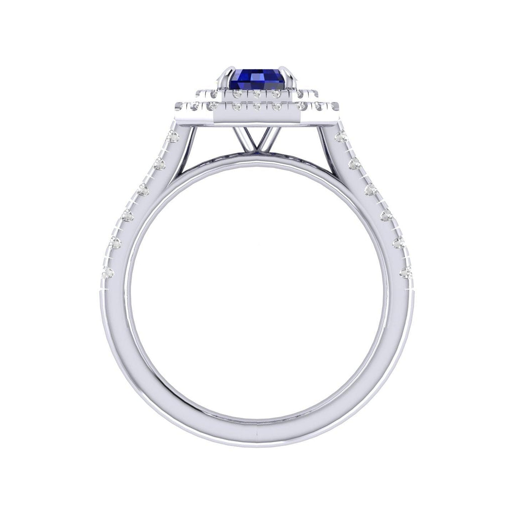 Last Piece..! 4.40Ct Tanzanite Long Cushion & Diamond Double Halo Women's Engagement Ring