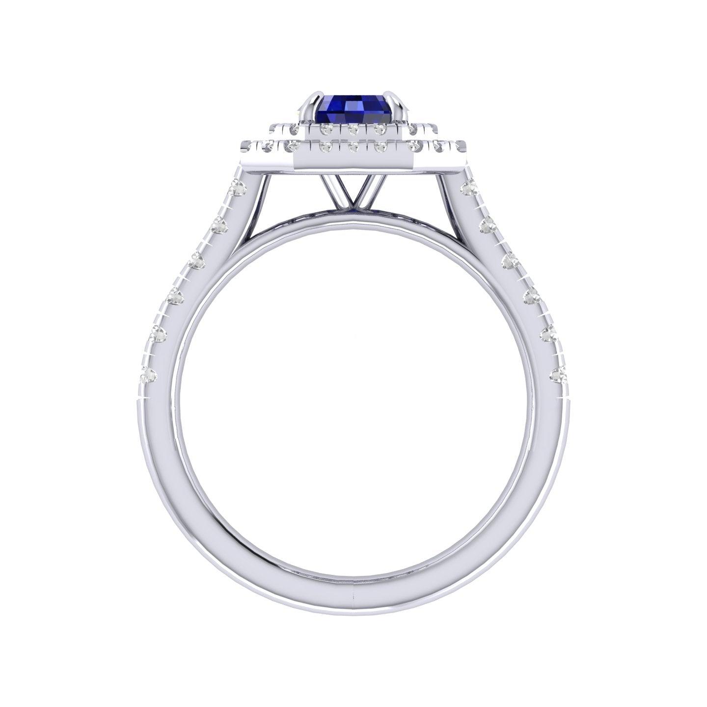 Special Deal..! 2.50Ct Tanzanite Long Cushion & Diamond Double Halo Engagement Ring