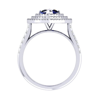 Last Piece ! 2.50Ct Tanzanite & Diamond Triple Halo Engagement Ring In Heavy 18k White Gold