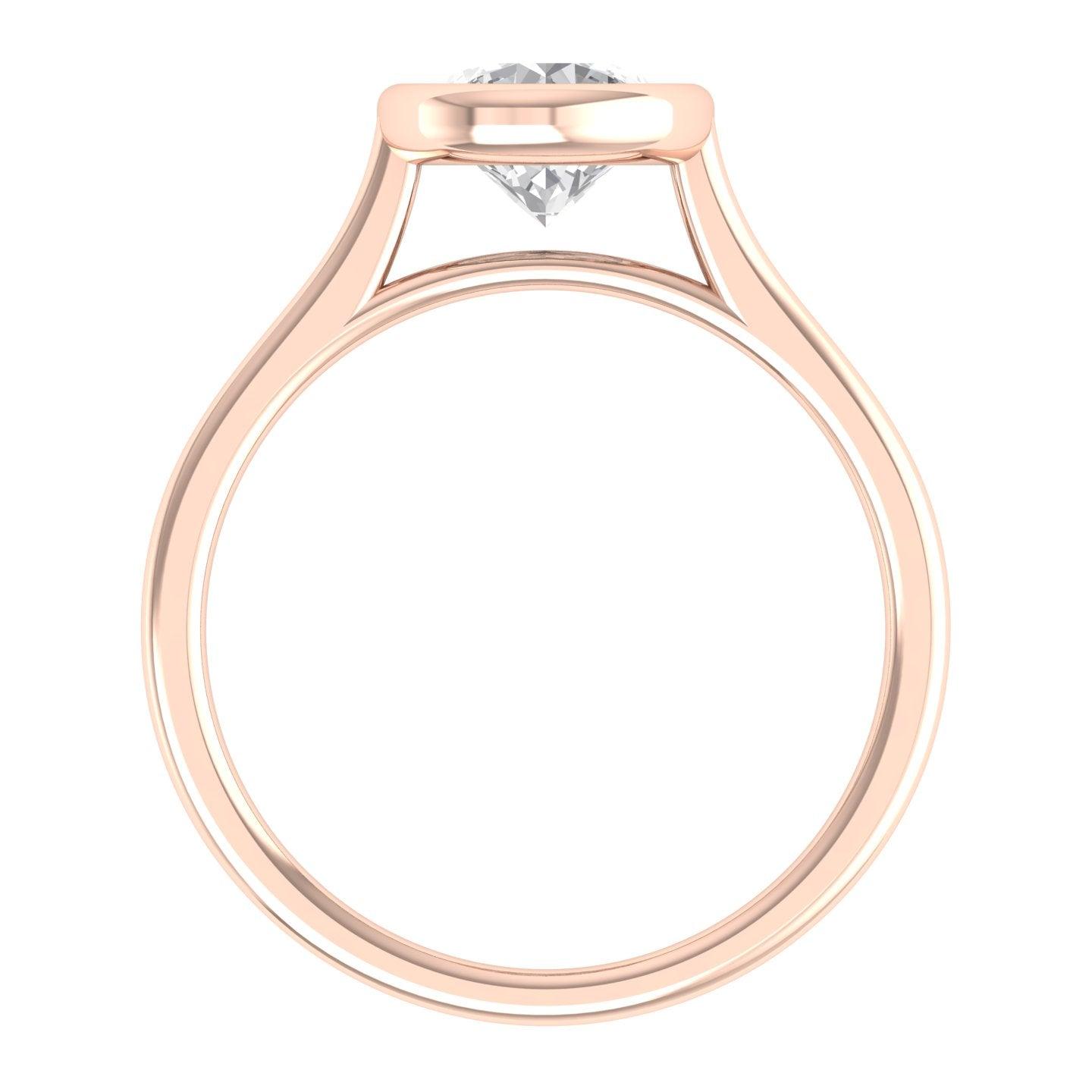 Comfort Fit Bezel Set Diamond Solitaire Engagement Ring Rose Gold