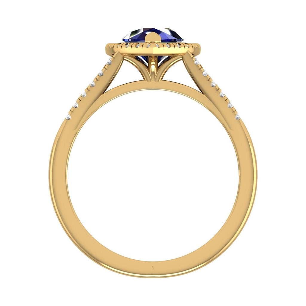Best Deal..! 2.04Ct Tanzanite Pear & Diamond Halo Engagement Ring In Heavy 18k Gold
