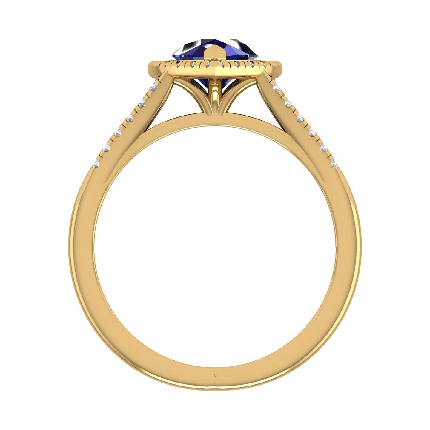 Best Deal..! 2.04Ct Tanzanite Pear & Diamond Halo Engagement Ring In Heavy 18k Gold