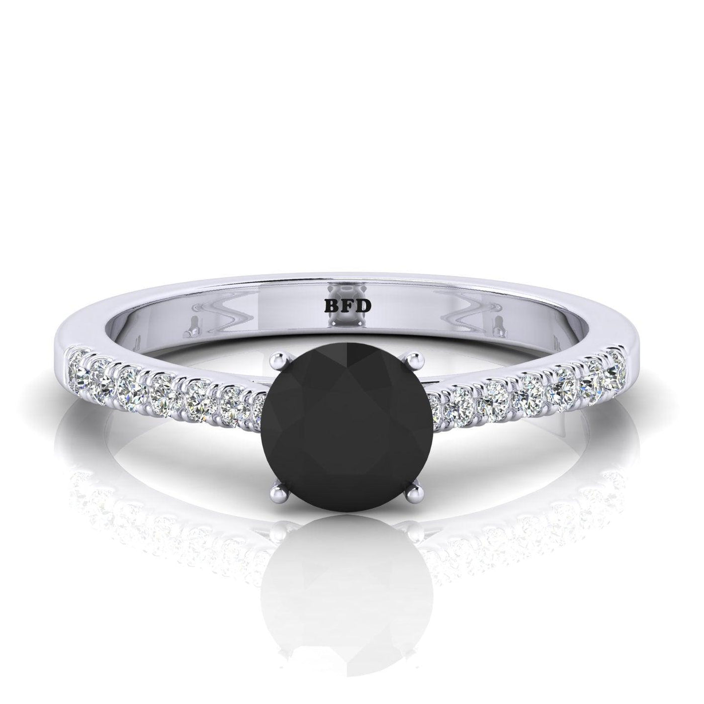 Best Seller..! 1.25CT AAA Black & White Diamond Claw Set Women's Engagement Ring