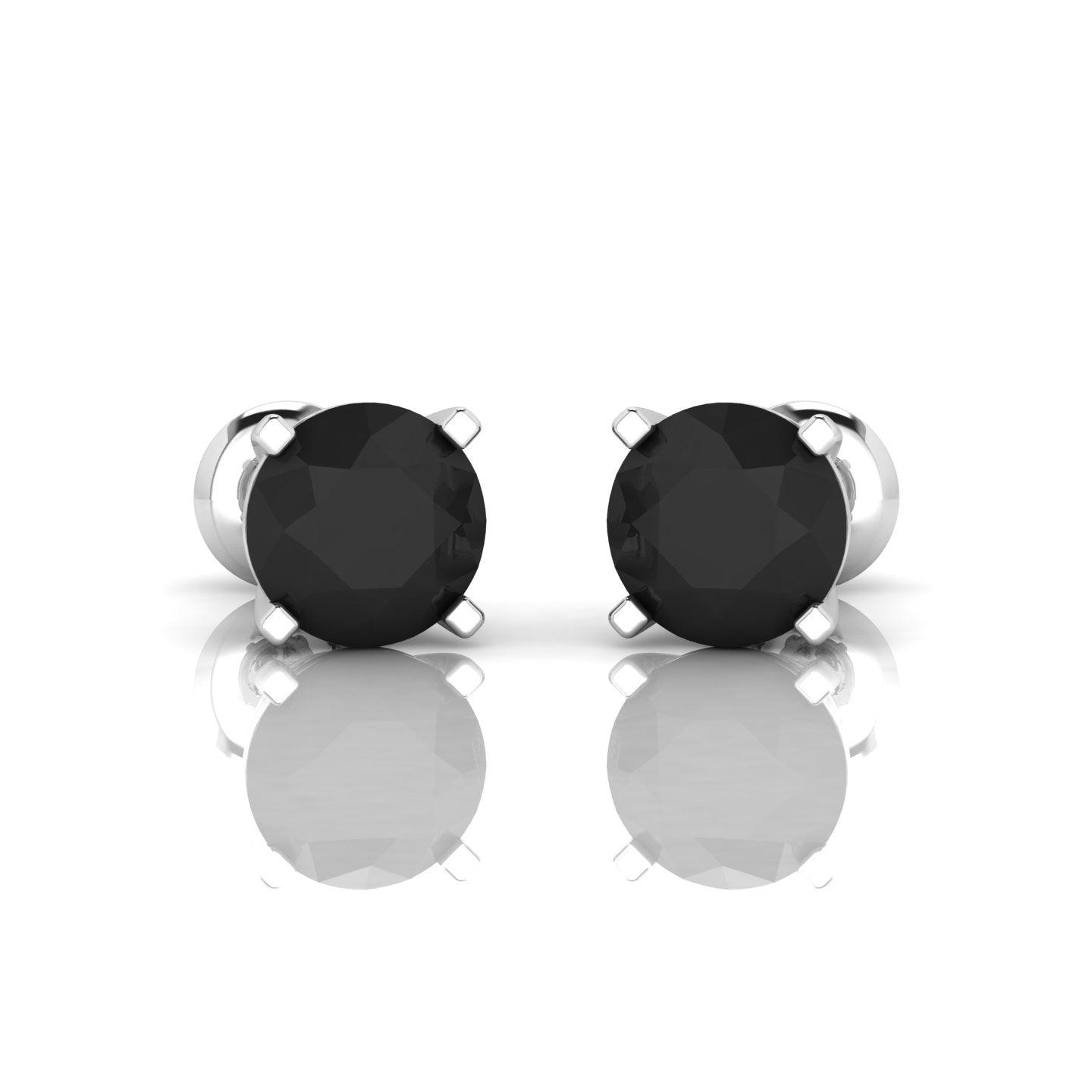 1.00 carat Black Diamond Claw Set Stud Earrings For Her