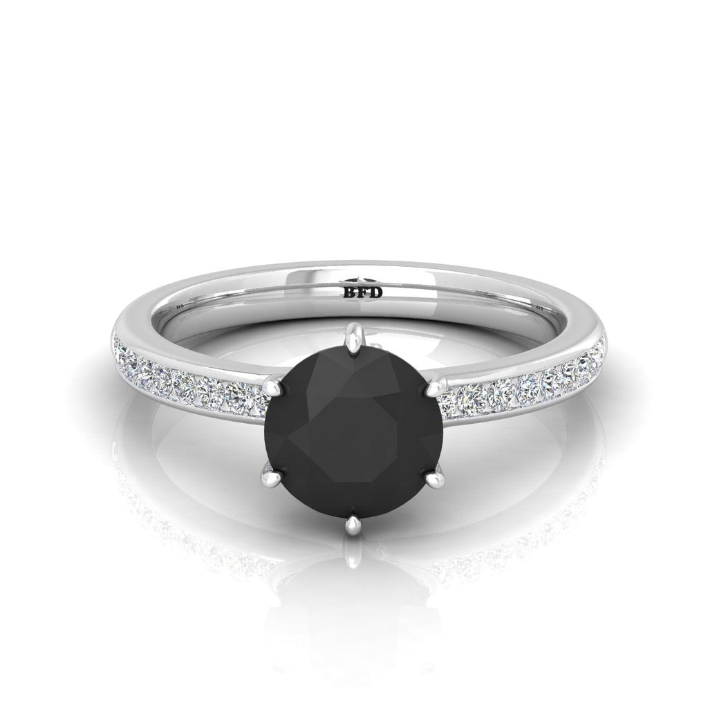 1.25 Carat Black Diamond & White Twisted Six Claw Diamond Engagement Ring