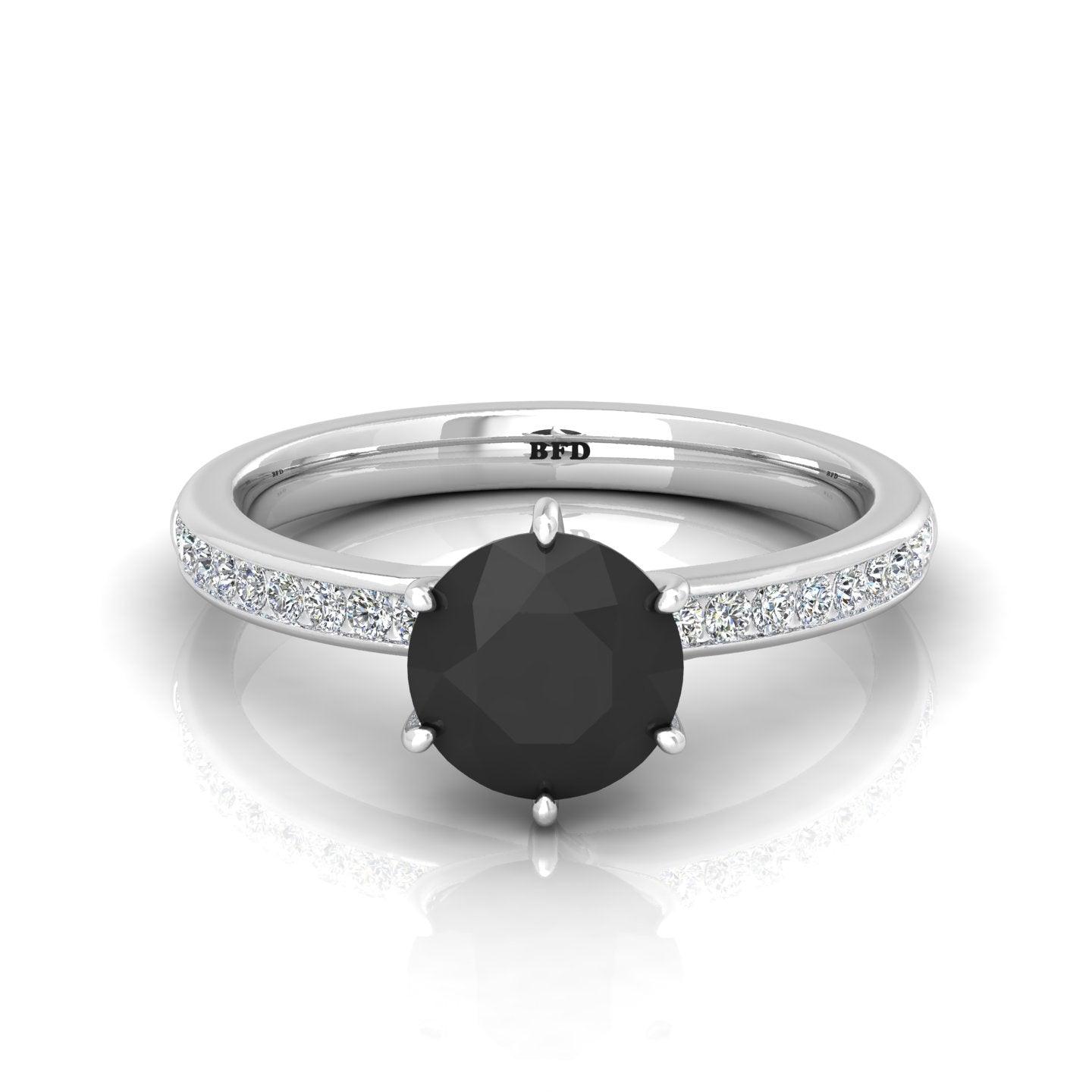 1.25 Carat Black Diamond & White Twisted Six Claw Diamond Engagement Ring