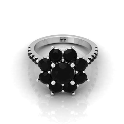 3.00 Carat AAA Black Round Diamond Cluster Engagement Ring For Women