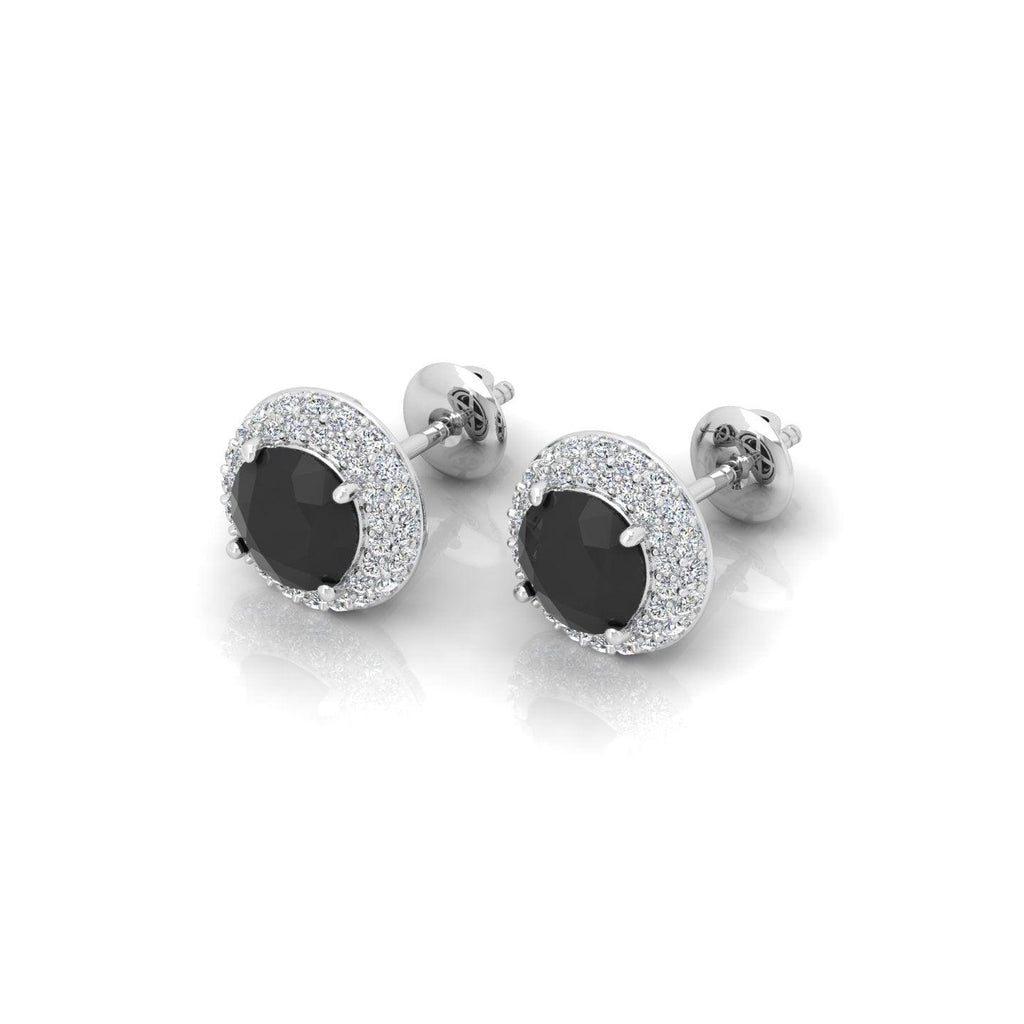 Black & White Diamond Double Halo Earrings - 1.50 Carat