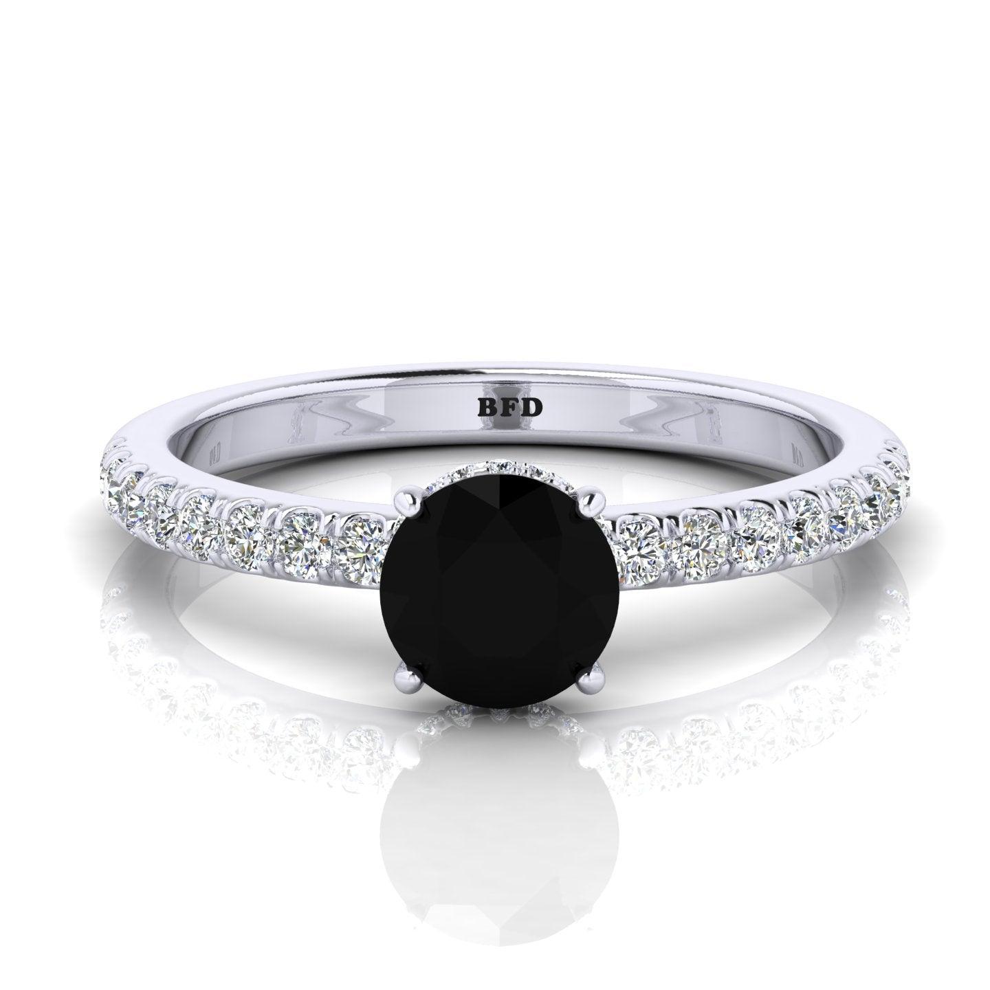 0.95 Carat Black Diamond Hidden Halo Engagement Ring Uk Hallmarked