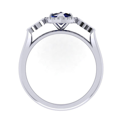 Last Piece ! 1.30Ct Tanzanite & Diamond Halo Designer Engagement Ring In Heavy Platinum