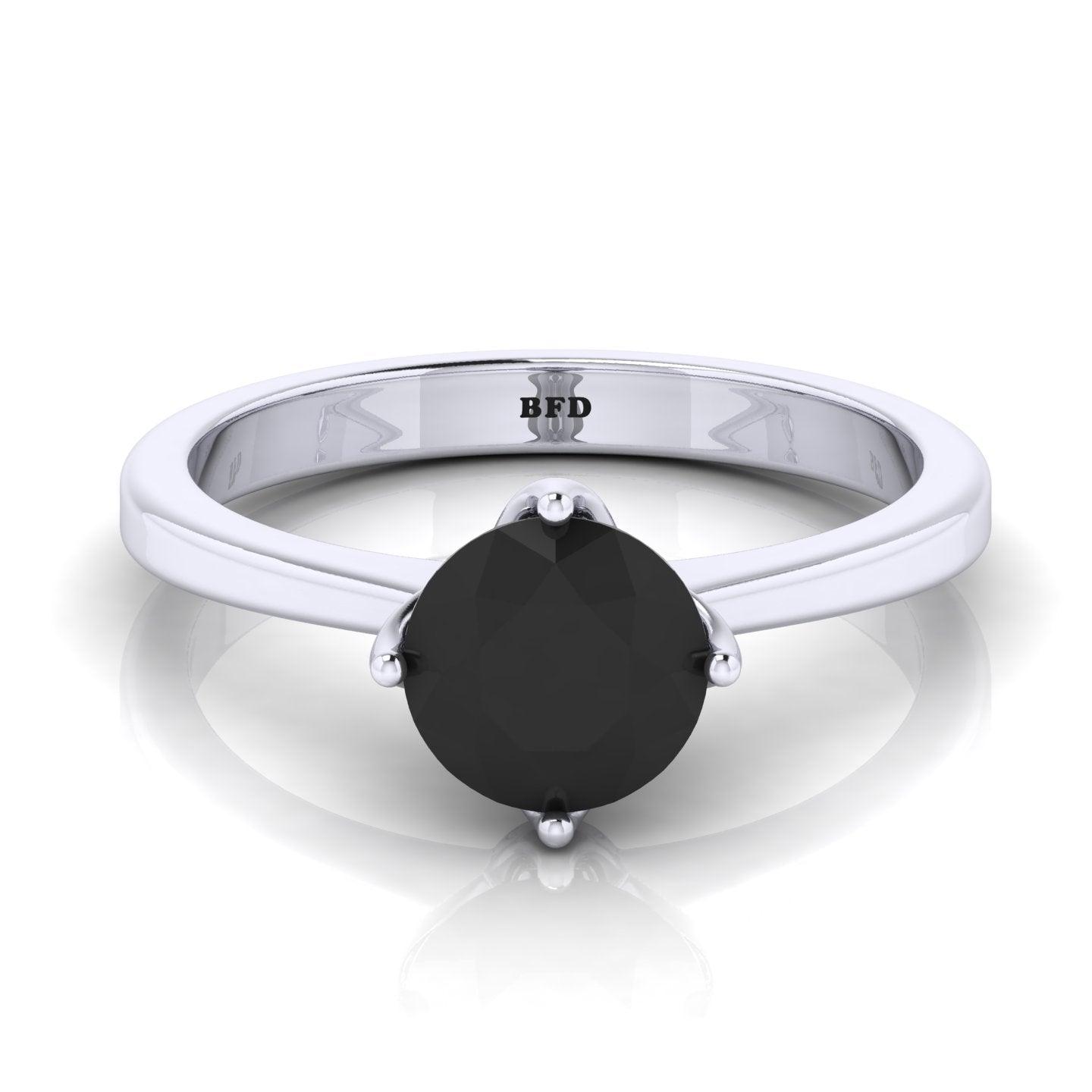 Best Deal..! Claw Set 1.00 Carat Black Diamond Solitaire Engagement Ring For Her