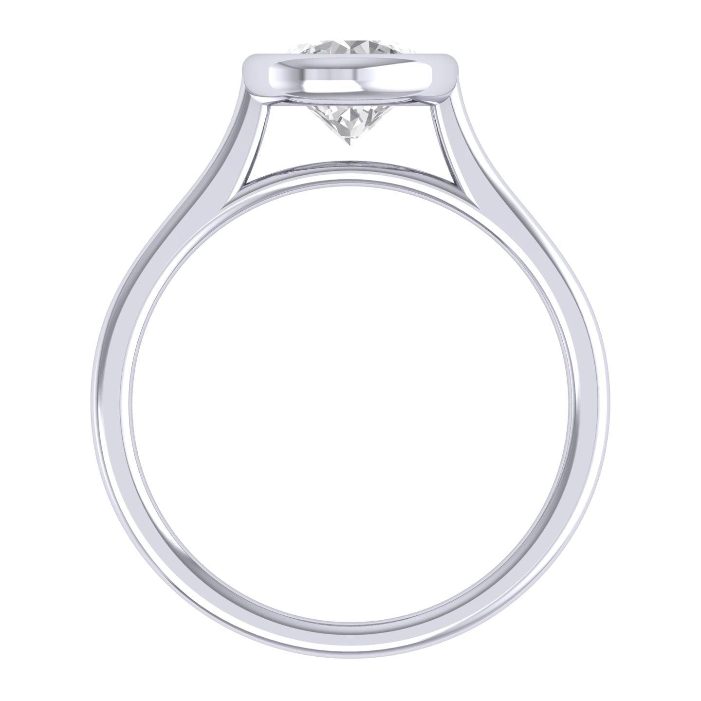 Comfort Fit Bezel Set Diamond Solitaire Engagement Ring Platinum