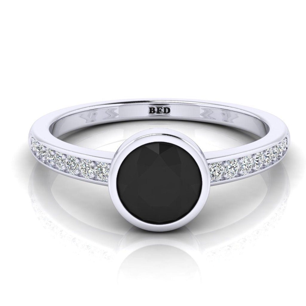 1.20 Carat Bezel Set AAA Black Diamond Solitaire engagement Ring