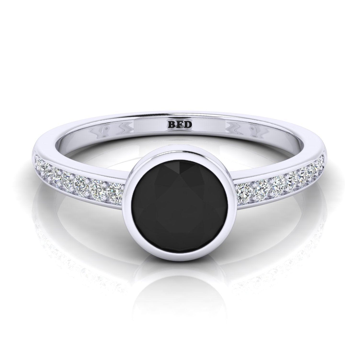 1.20 Carat Bezel Set AAA Black Diamond Solitaire engagement Ring