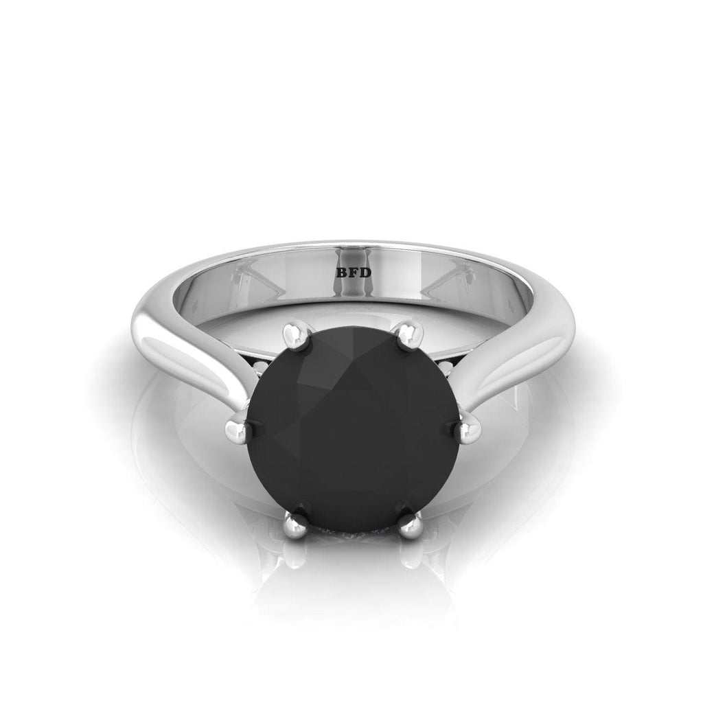 3.00 Carat AAA Huge Black Round Diamond Solitaire Engagement Ring