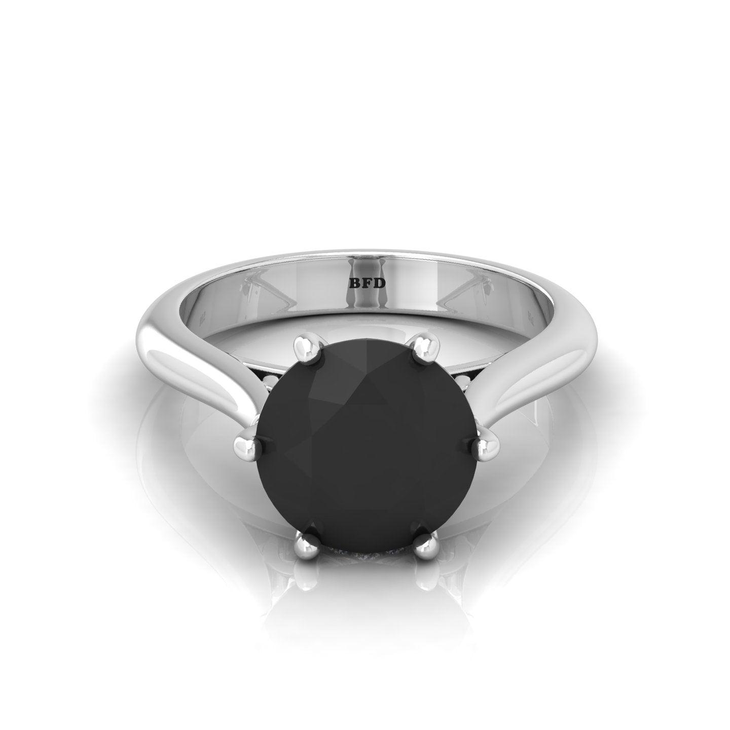 3.00 Carat AAA Huge Black Round Diamond Solitaire Engagement Ring