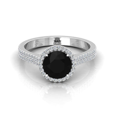 Black Diamond Halo Engagement Ring Women's Diamond Ring - 2.10 Carat