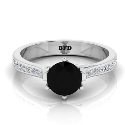 Classic AAA Black & White Diamond Channel Set Engagement Ring For Her - 1.20 Carat