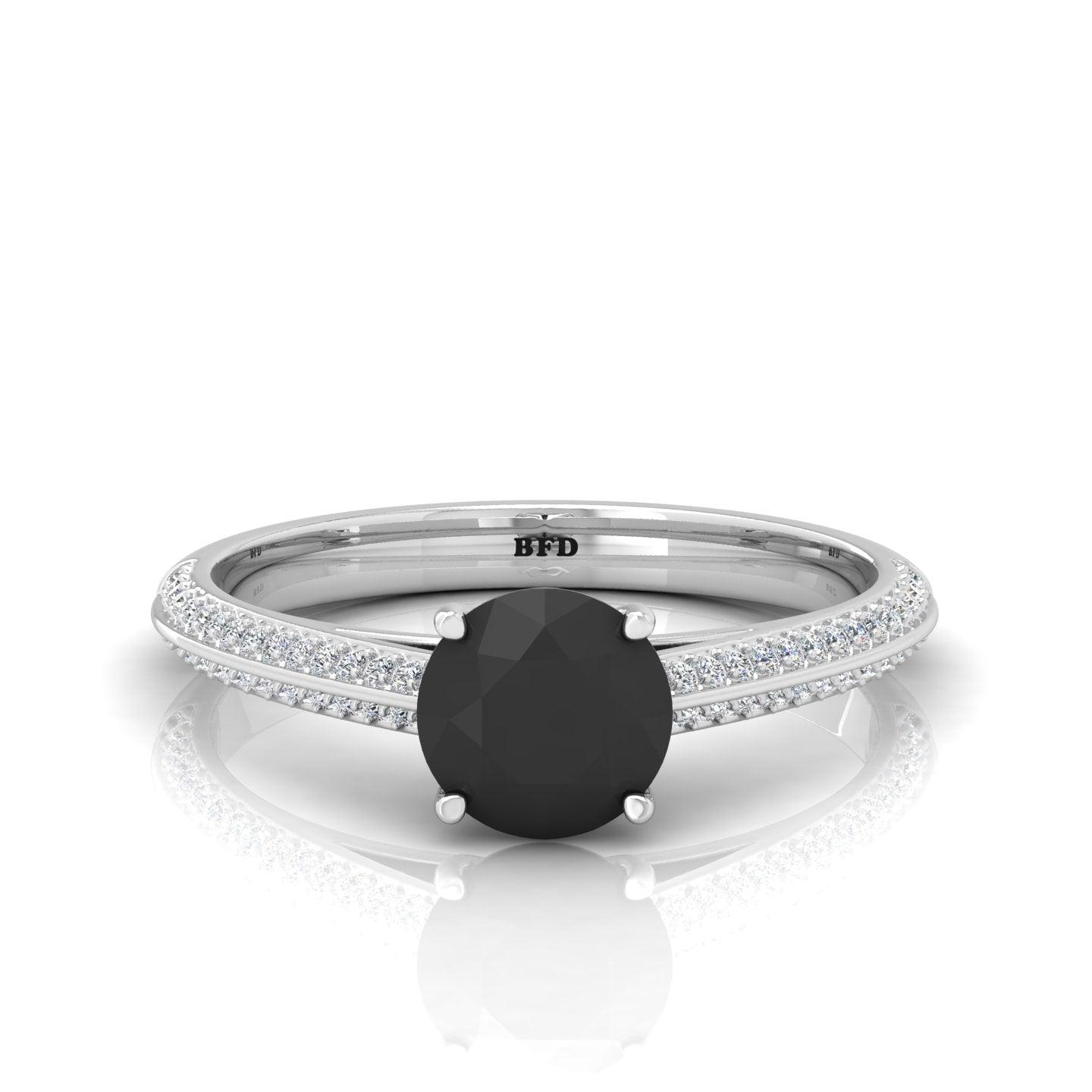 Black Diamond Engagement Ring With Shoulders 0.50 Carat F/VS Lab Grown Diamond In Variant Metal