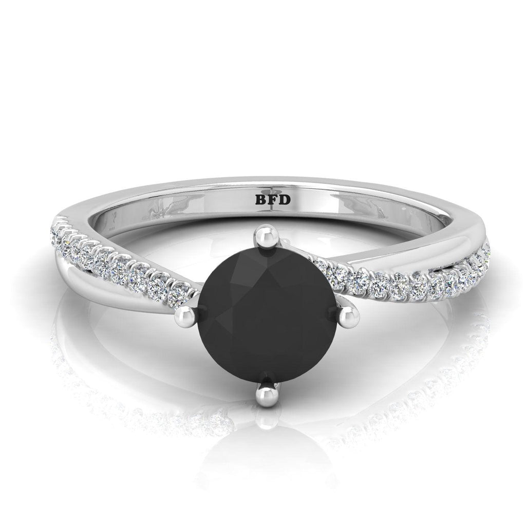 AAA Black & White Diamond Twisted Claw Set Engagement Ring For Her - 1.30 Carat