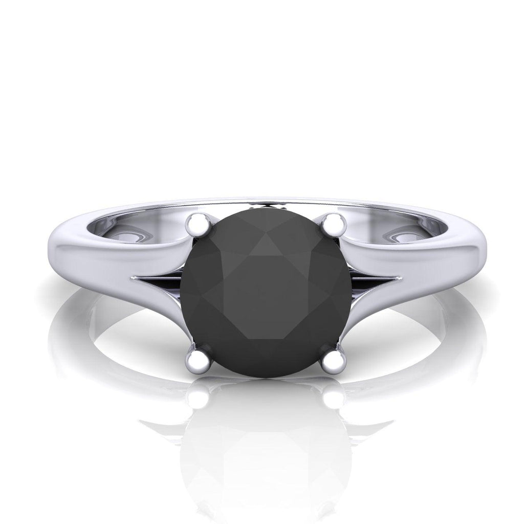 1.50CT AAA Black Round Diamond Solitaire Engagement Ring