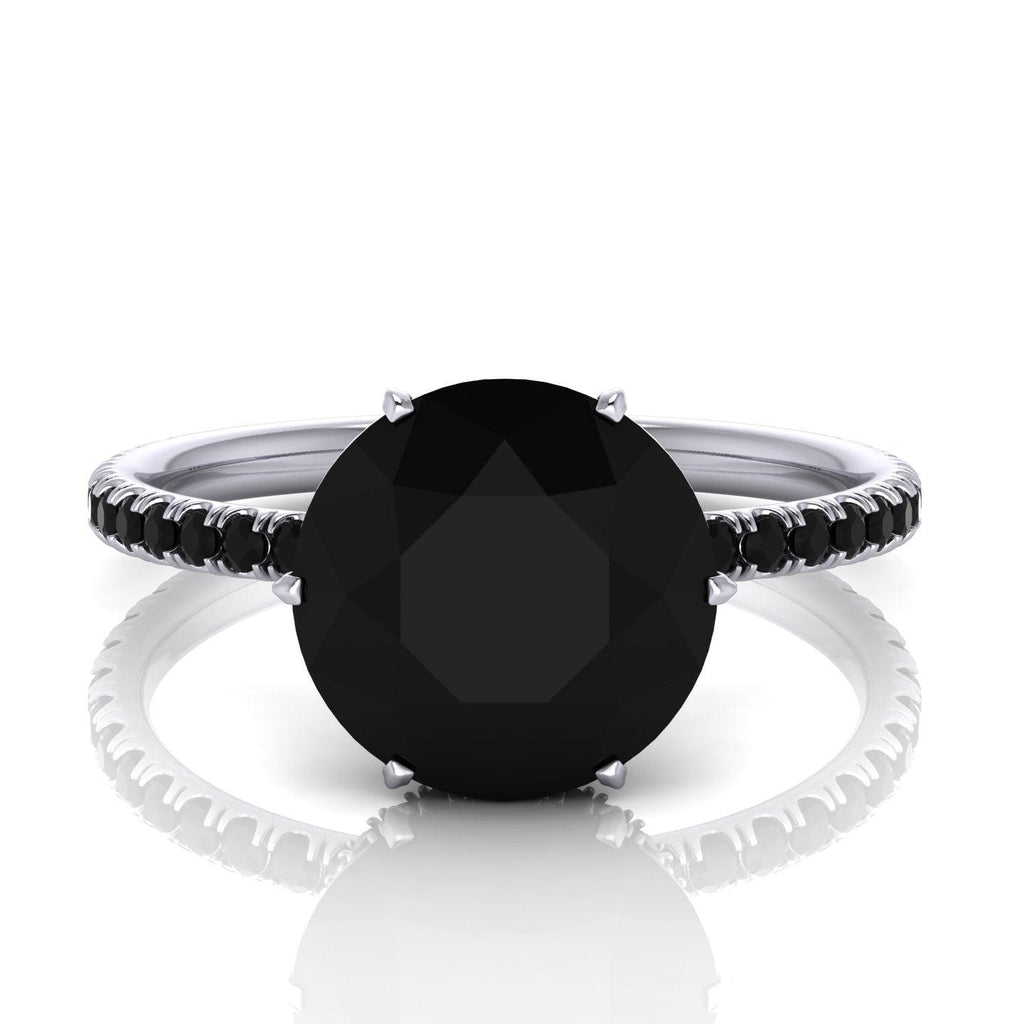 5.00 Carat Big Black Diamond Hidden Halo Engagement Ring For Women's