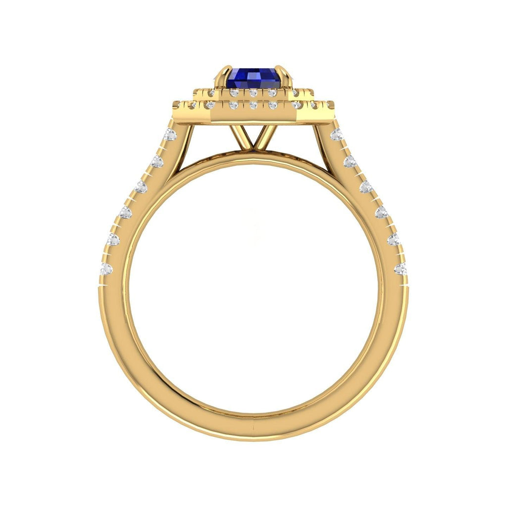 Special Deal..! 2.50Ct Tanzanite Long Cushion & Diamond Double Halo Engagement Ring