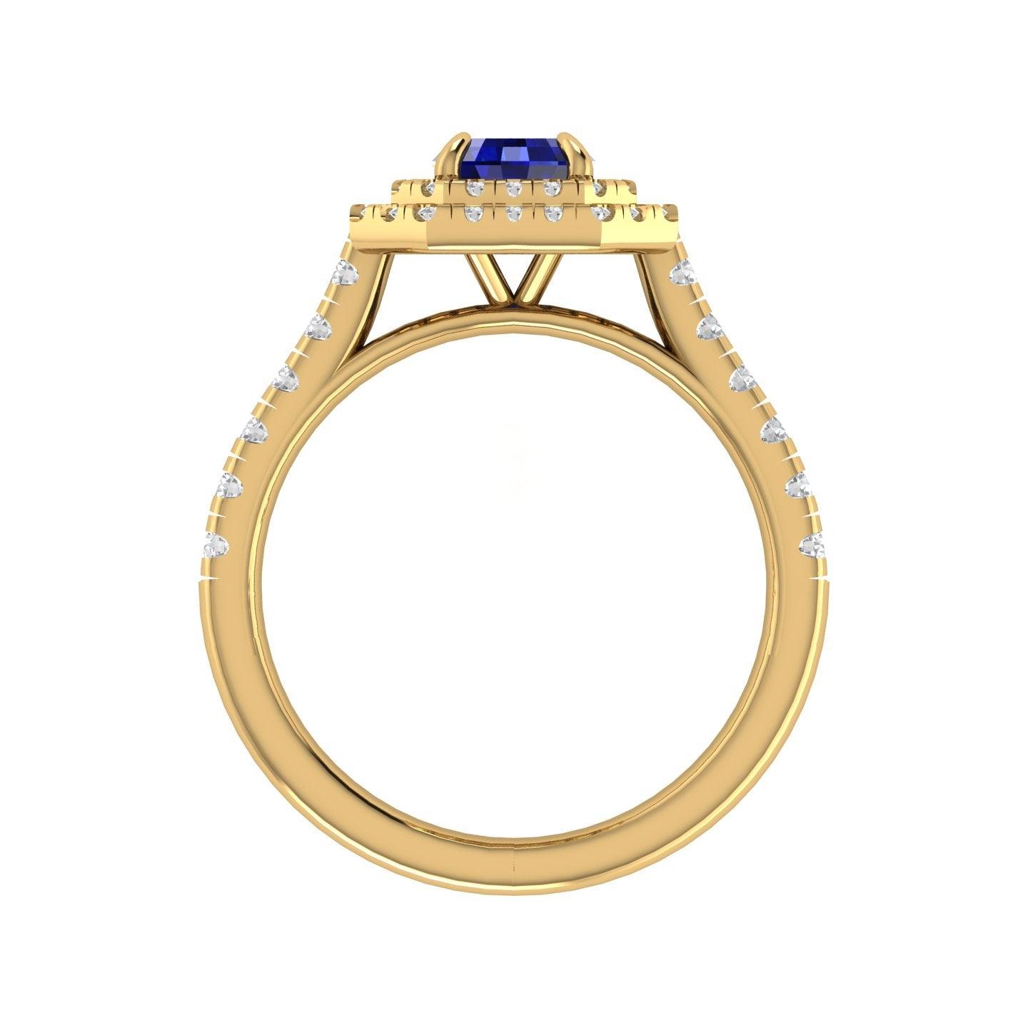 Special Deal..! 2.50Ct Tanzanite Long Cushion & Diamond Double Halo Engagement Ring