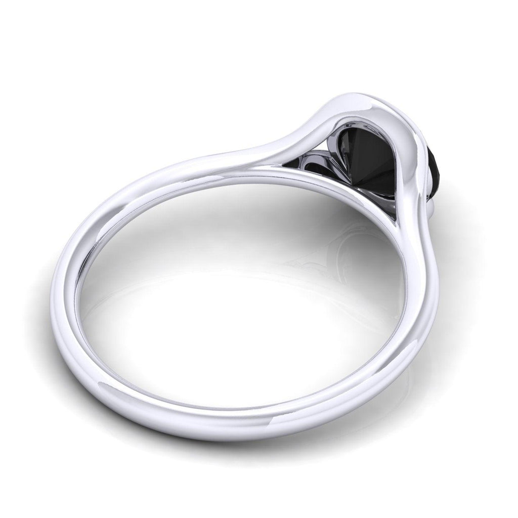 AAA Black Diamond Bezel Set Solitaire Engagement Ring - 1.00 carat