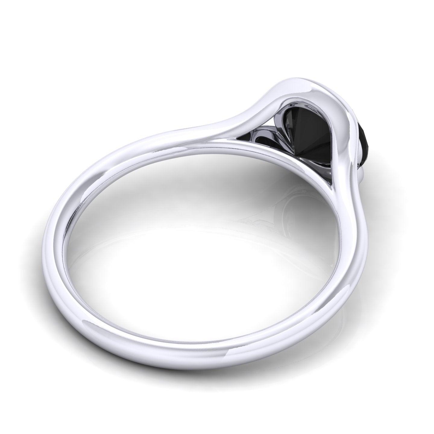 AAA Black Diamond Bezel Set Solitaire Engagement Ring - 1.00 carat