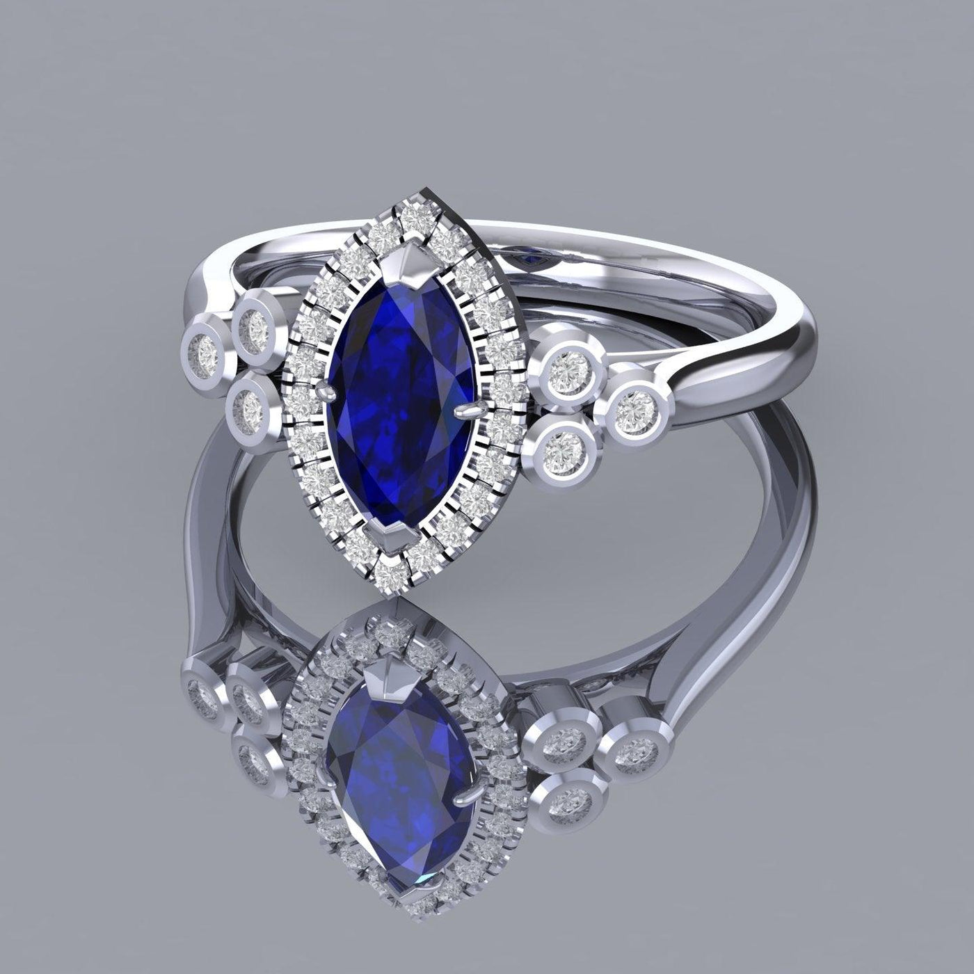 Last Piece ! 1.30Ct Tanzanite & Diamond Halo Designer Engagement Ring In Heavy Platinum