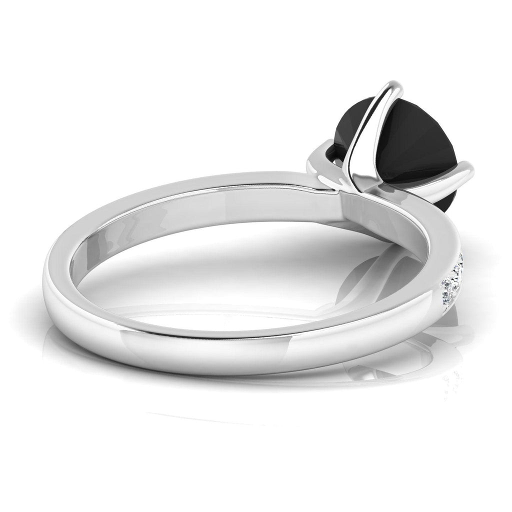 AAA Black & White Diamond Solitaire engagement Ring - 1.20 Carat