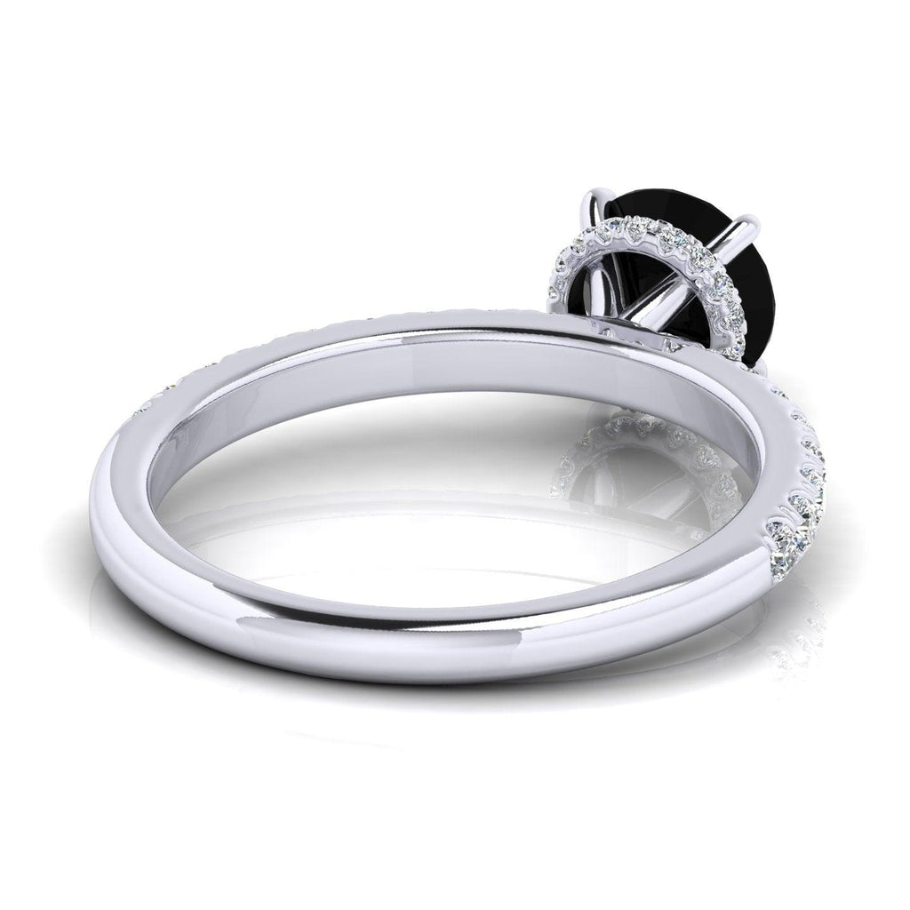 0.95 Carat Black Diamond Hidden Halo Engagement Ring Uk Hallmarked