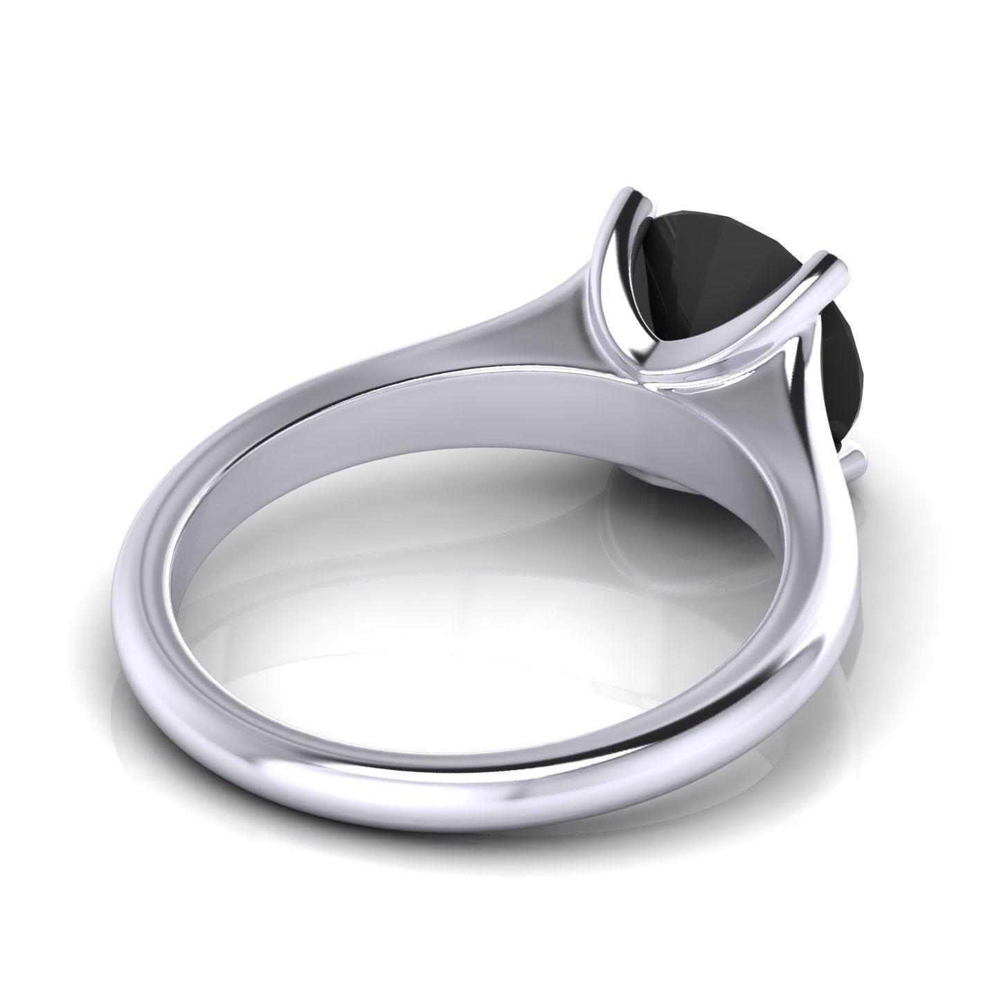 1.50CT AAA Black Round Diamond Solitaire Engagement Ring