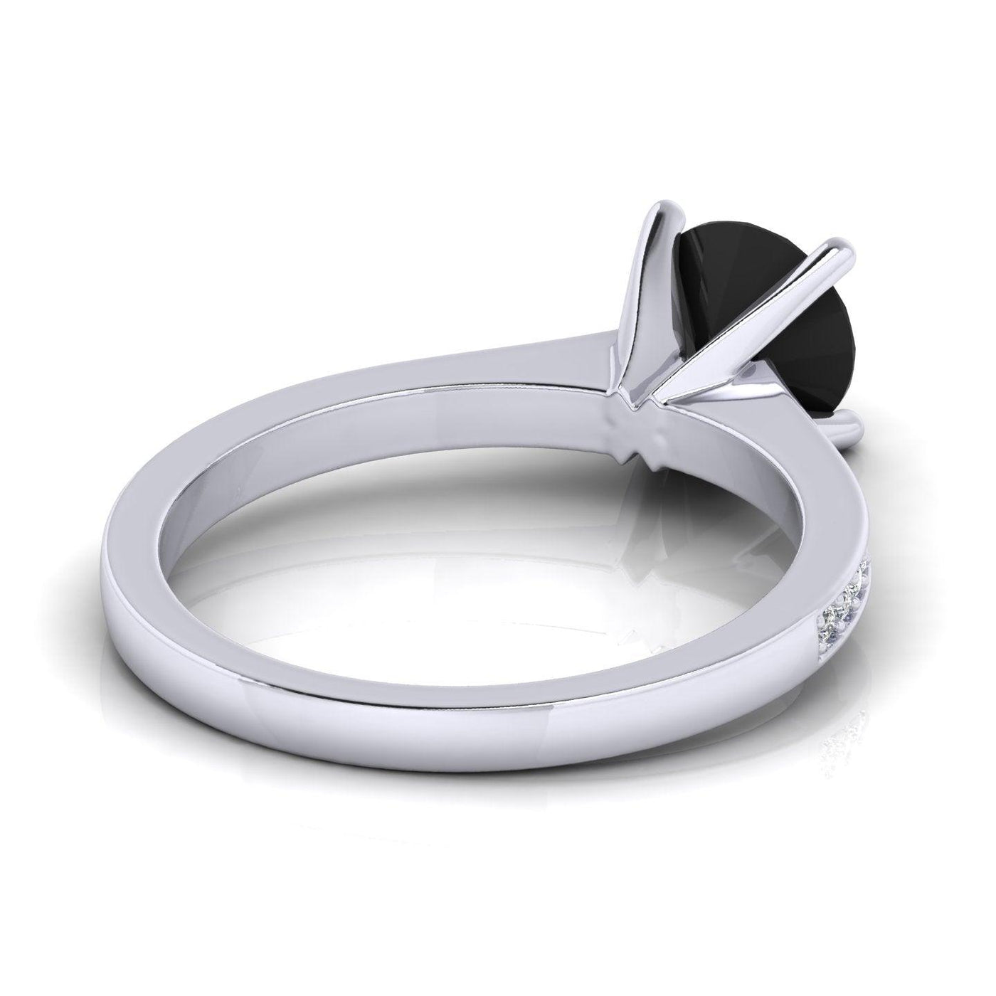 Best Offer..! 1.25CT AAA Black & White Diamond Claw Set Engagement Ring