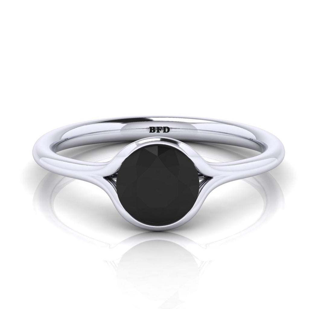 AAA Black Diamond Bezel Set Solitaire Engagement Ring - 1.00 carat