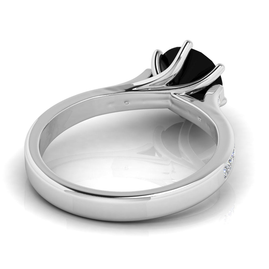 Classic AAA Black & White Diamond Channel Set Engagement Ring For Her - 1.20 Carat