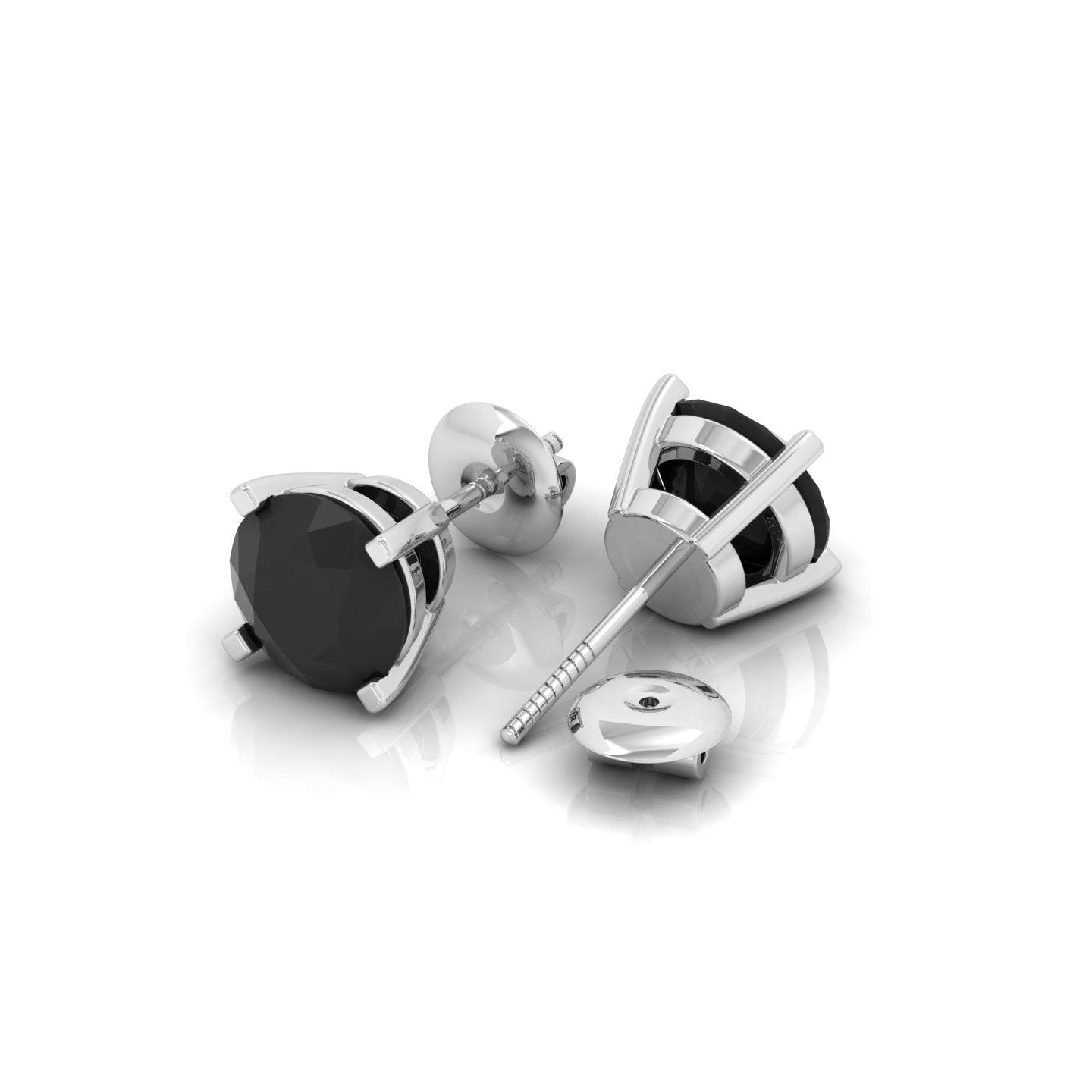 1.00 carat Black Diamond Claw Set Stud Earrings For Her