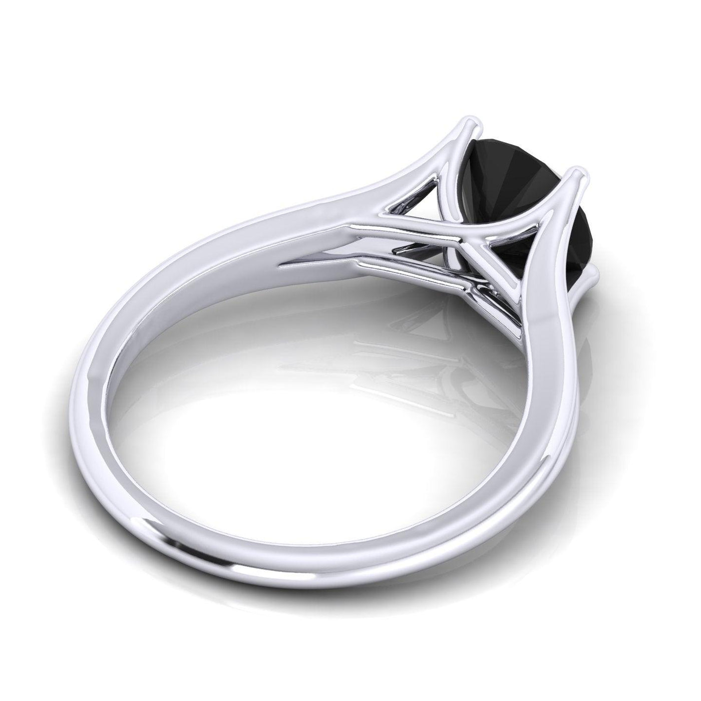 1.00 Carat AAA Black Round Diamond Claw Solitaire Engagement Ring