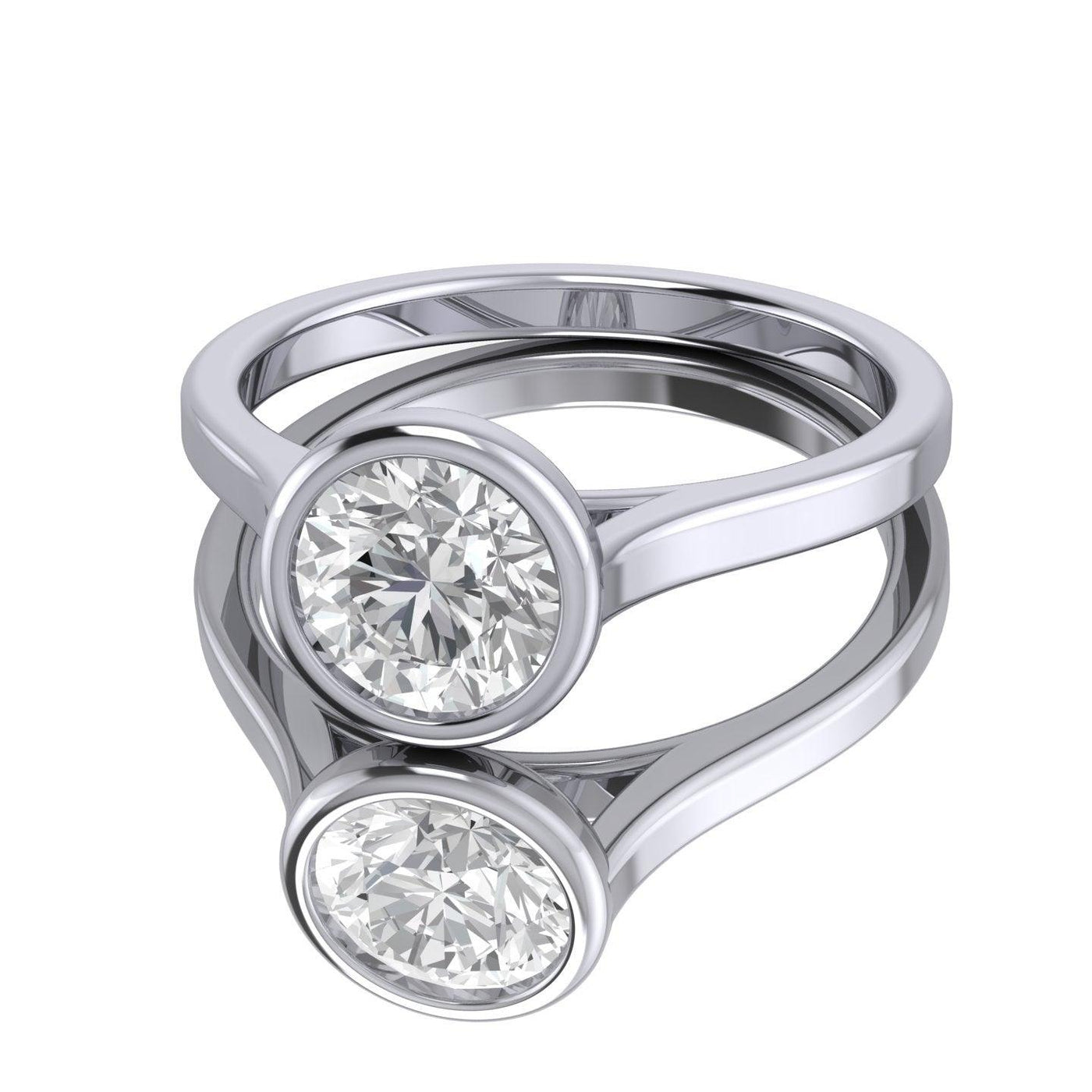 Comfort Fit Bezel Set Diamond Solitaire Engagement Ring Platinum