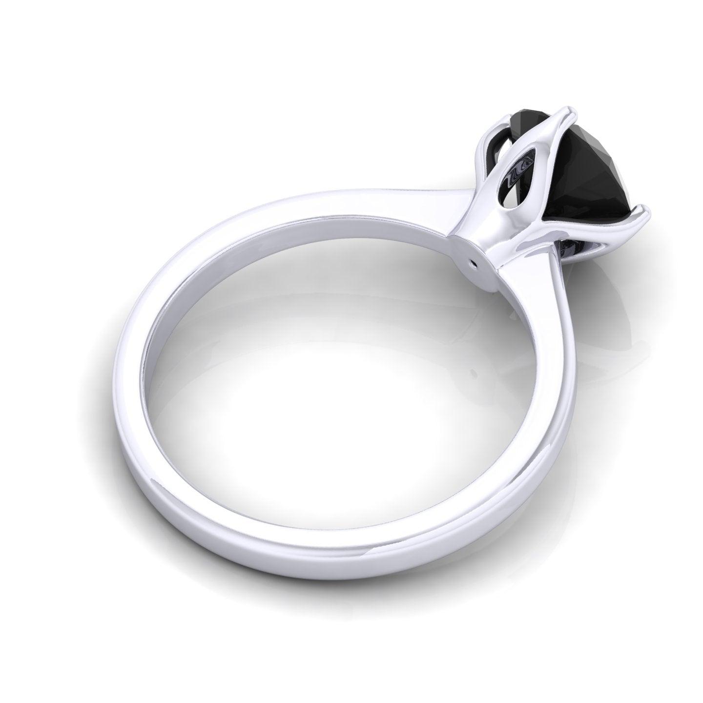 Best Deal..! Claw Set 1.00 Carat Black Diamond Solitaire Engagement Ring For Her