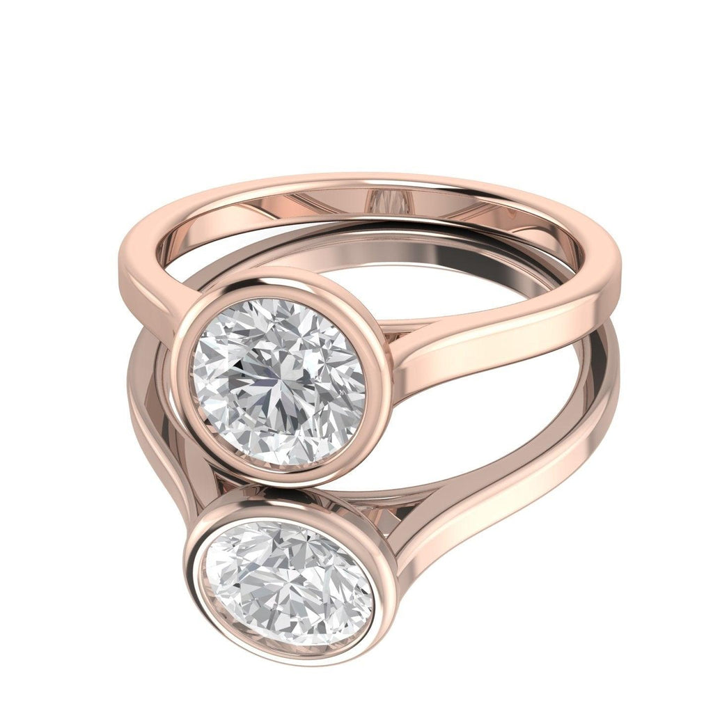 Comfort Fit Bezel Set Diamond Solitaire Engagement Ring Rose Gold