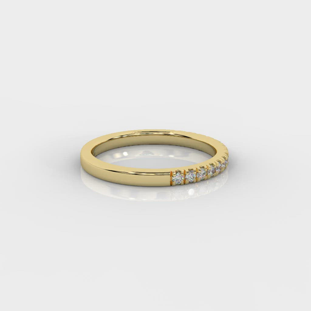 £500 1/4ct Round Diamond Micro Pave Set Half Eternity Ring in White, Yellow, Rose Gold