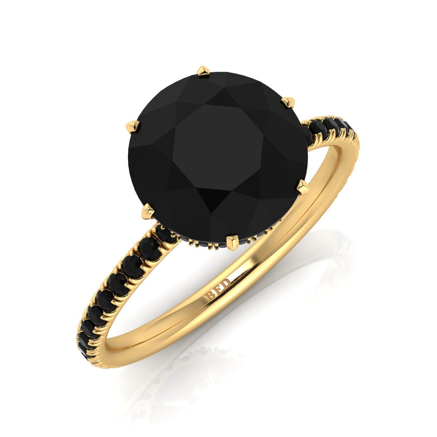 5.00 Carat Big Black Diamond Hidden Halo Engagement Ring For Women's
