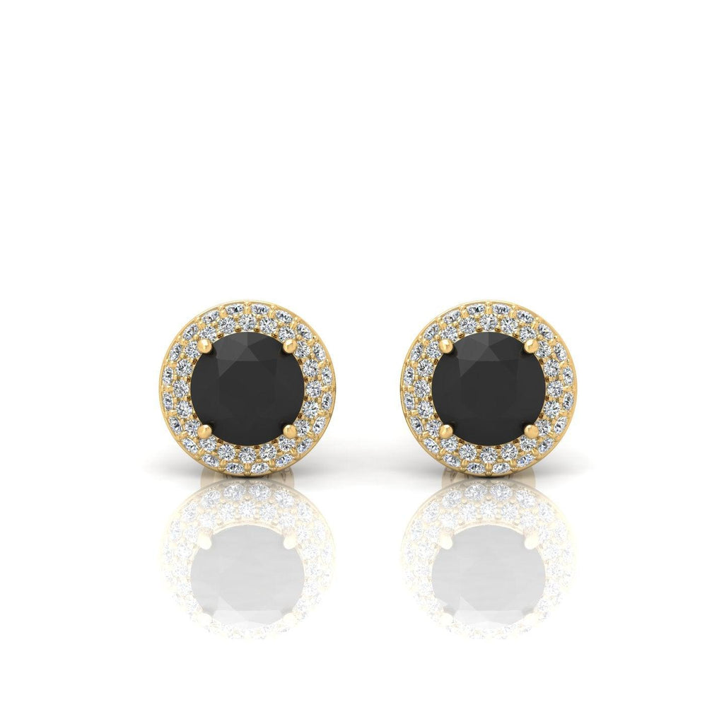 Black & White Diamond Double Halo Earrings - 1.50 Carat