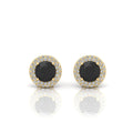 Black & White Diamond Double Halo Earrings - 1.50 Carat