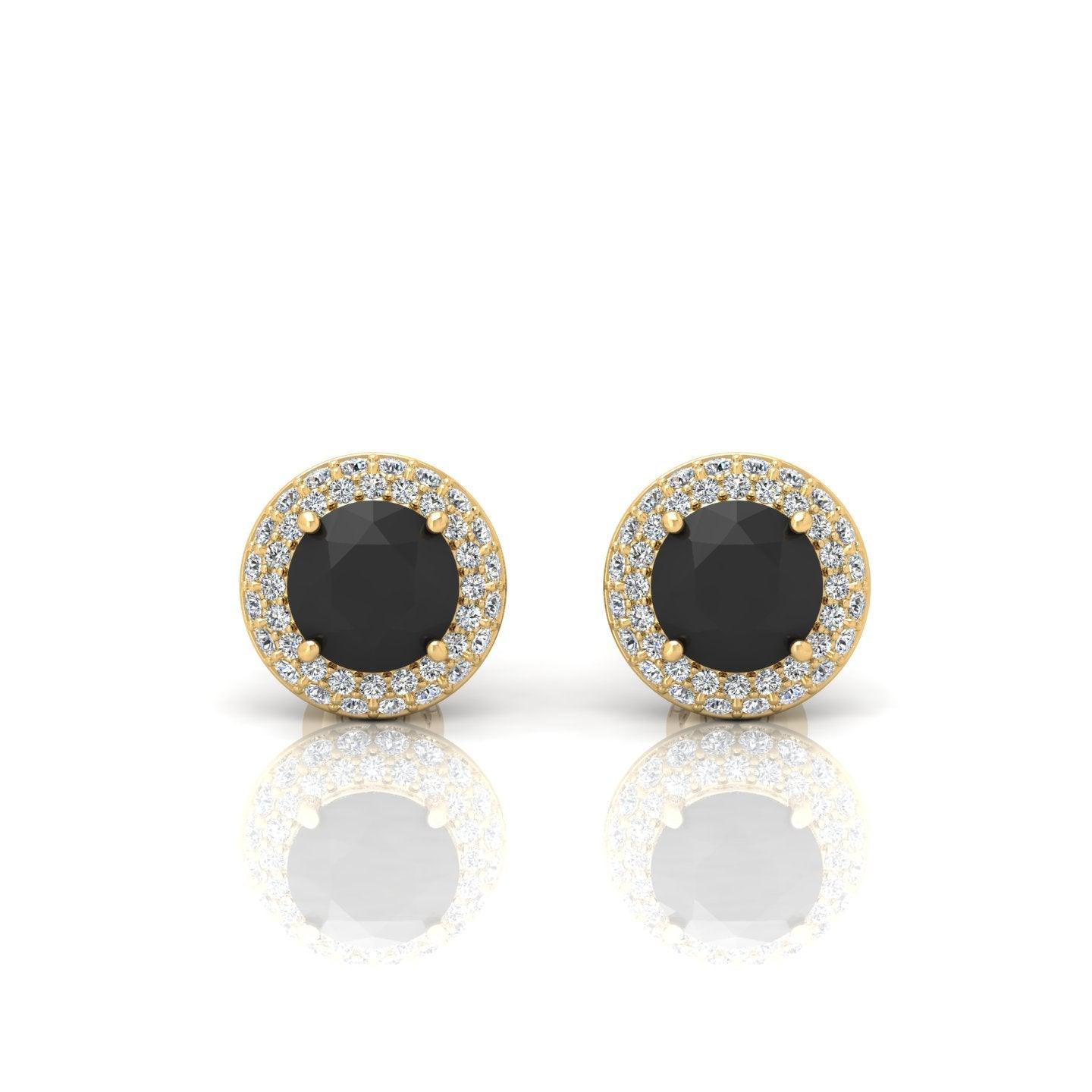 Black & White Diamond Double Halo Earrings - 1.50 Carat